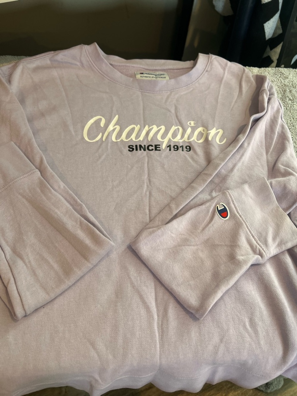 Champion Lavender Crewneck Sweatshirt with Logo Tag